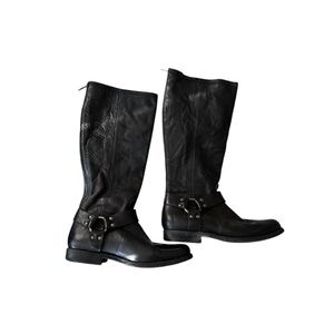 FRYE Zip Back Moto Boot Black Leather Women's Boots 7.5
